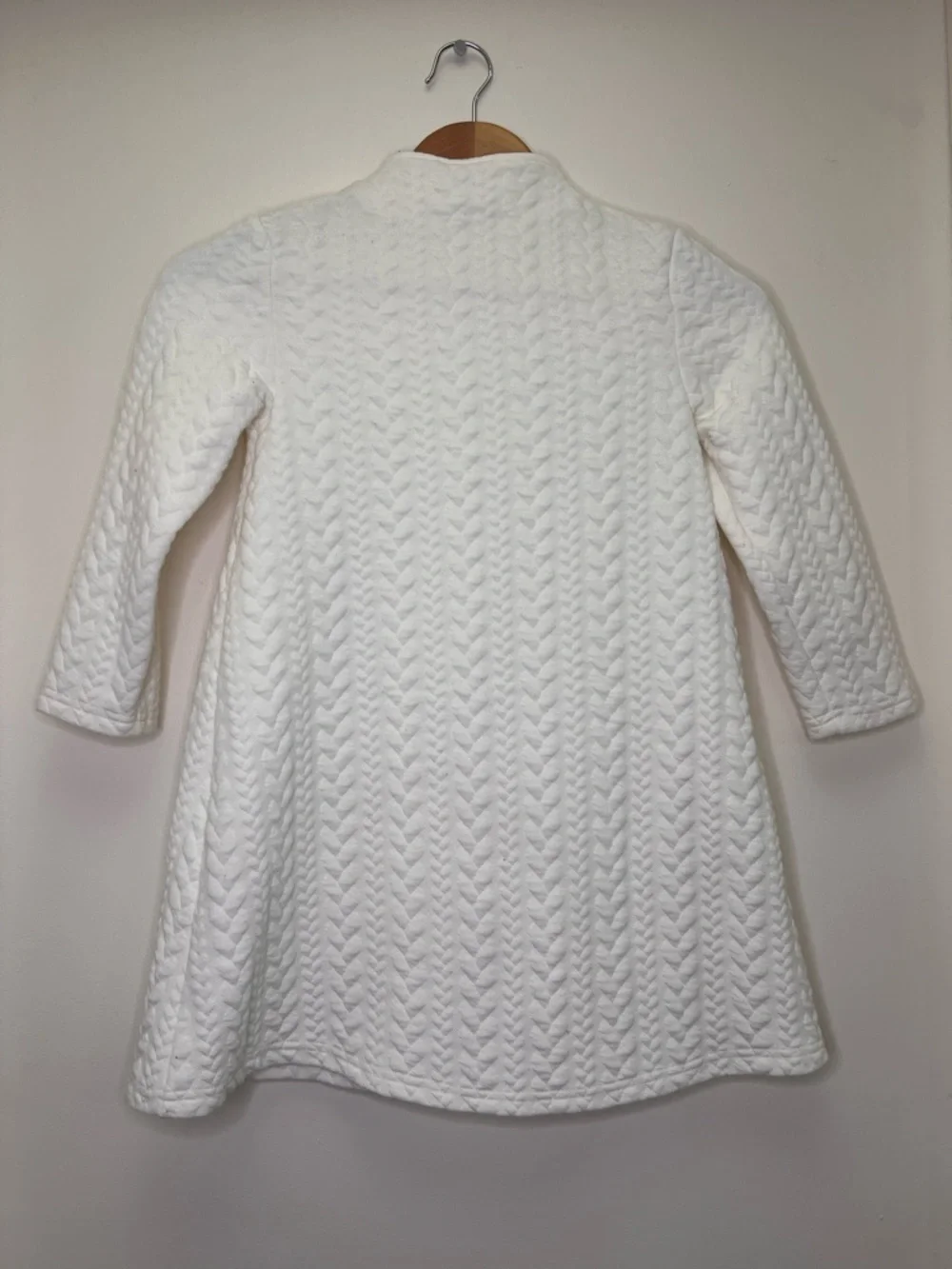Blueberi Boulevard Girls White Quilted Coat Dress 6X Pearl Buttons Bow Holiday